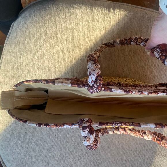 Straw and fabric bag 11x13 Beach Cruise Vacation Purse Shopping - Picture 4 of 10